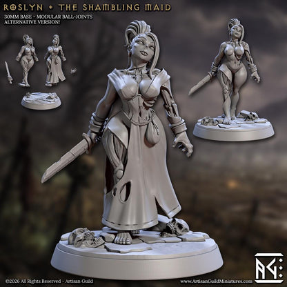 Roslyn, the Shambling Maid - Pinup - March of the Zombie Walkers - Unpainted Miniature