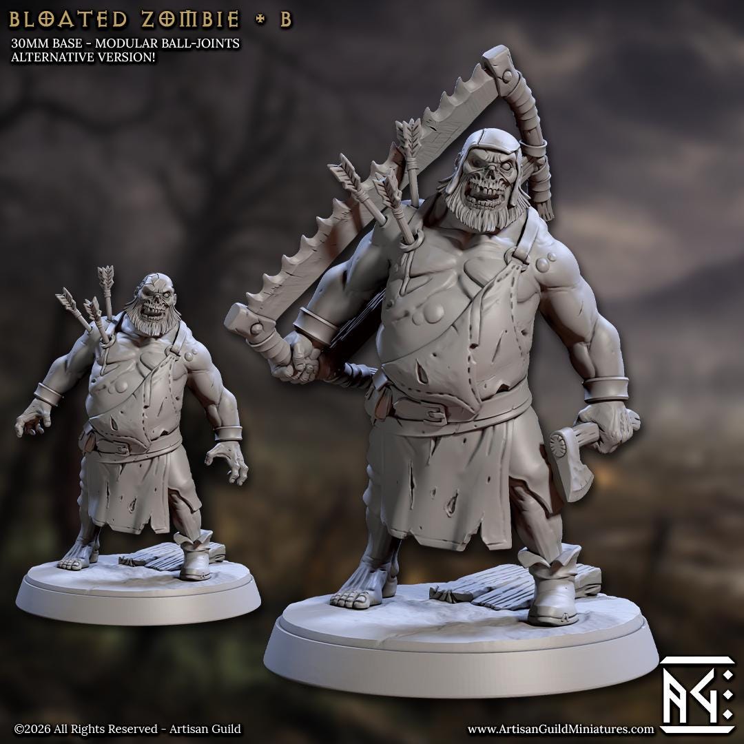 Bloated Zombie, Pose B - Unpainted Miniature