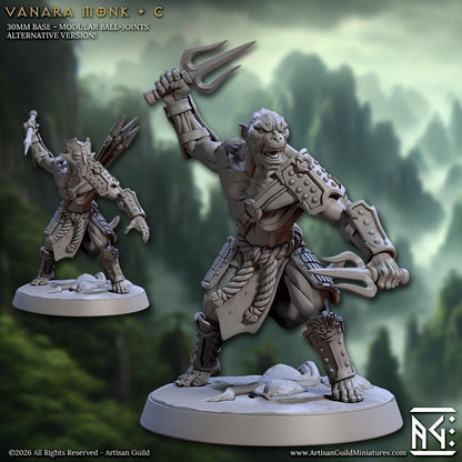 Monkeyfolk Warrior, Pose C - Vanara Monks - Unpainted Miniature