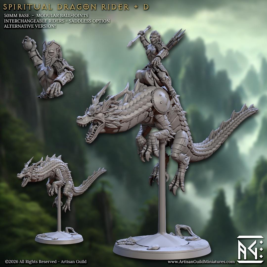 Dragon Rider, Pose D | Vanara Monks Set | Unpainted Miniature
