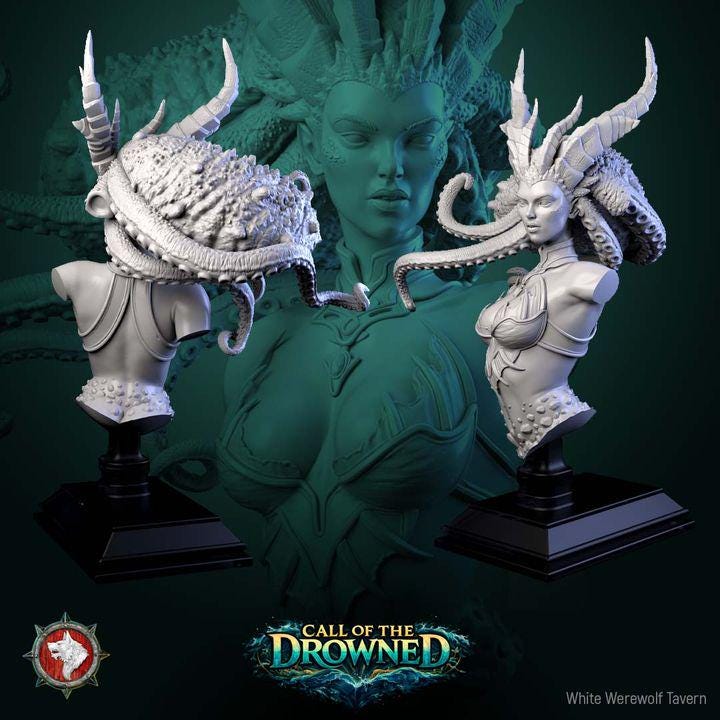 The Drowned Mother, Mermaid Matriarch - Unpainted Miniature Bust
