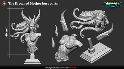 The Drowned Mother, Mermaid Matriarch - Unpainted Miniature Bust