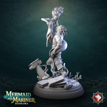 Mermaid & Mariner Diorama - Unpainted Miniature
