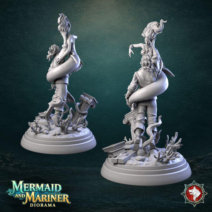Mermaid & Mariner Diorama - Unpainted Miniature