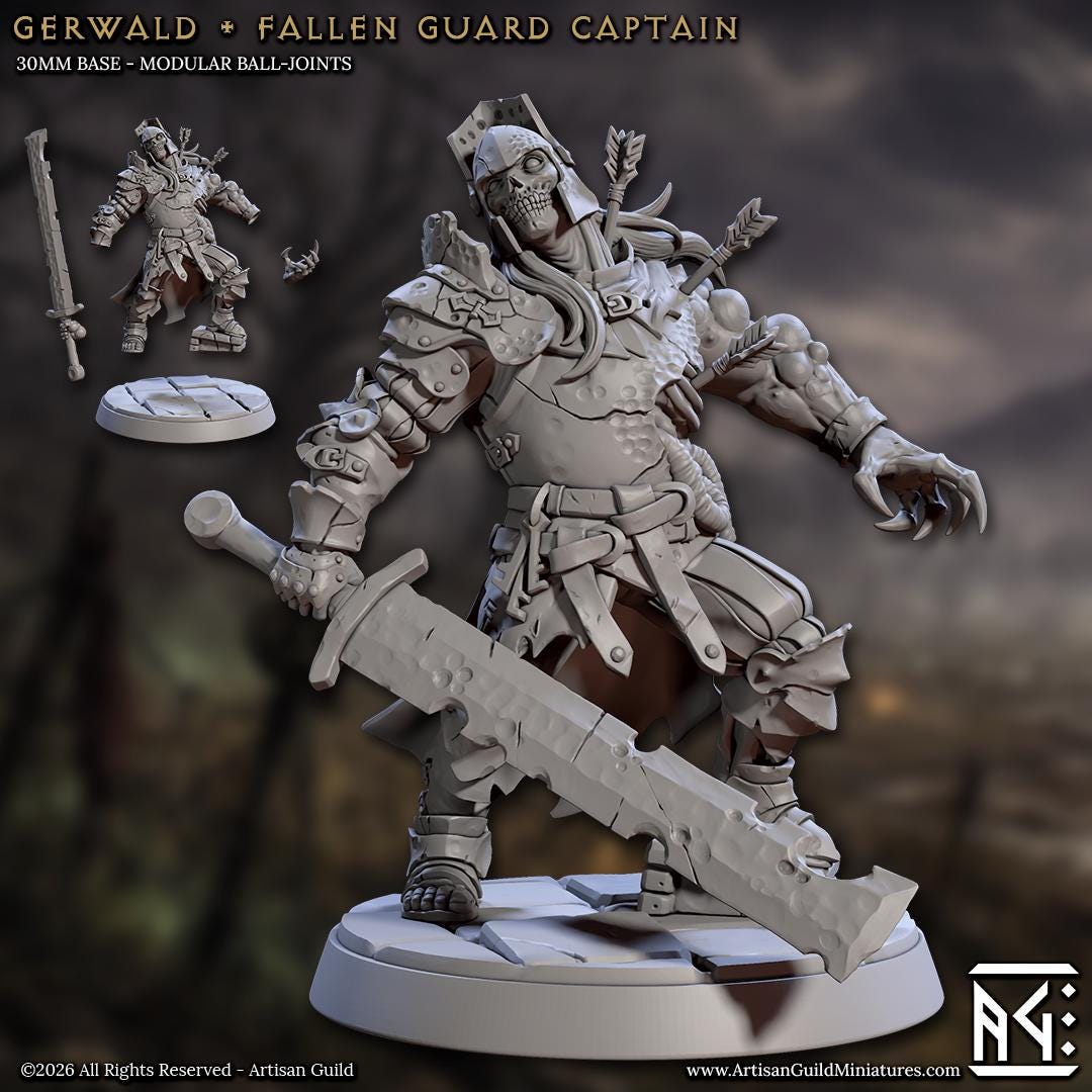 Gerwald, the Fallen Guard Captain - March of the Zombie Walkers - Unpainted Miniature