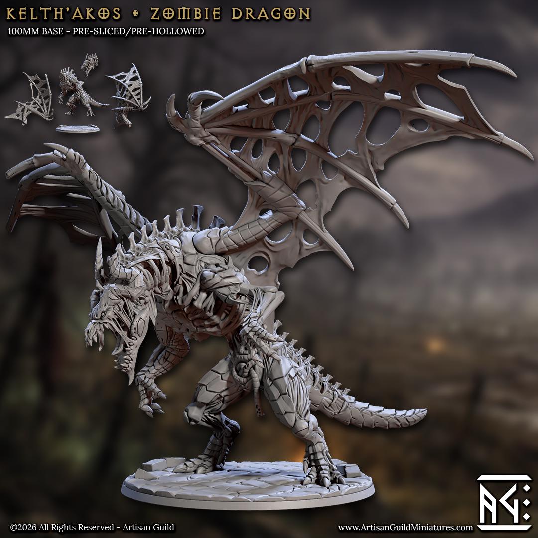 Kelth'akos, Zombie Dragon - Unpainted Miniature