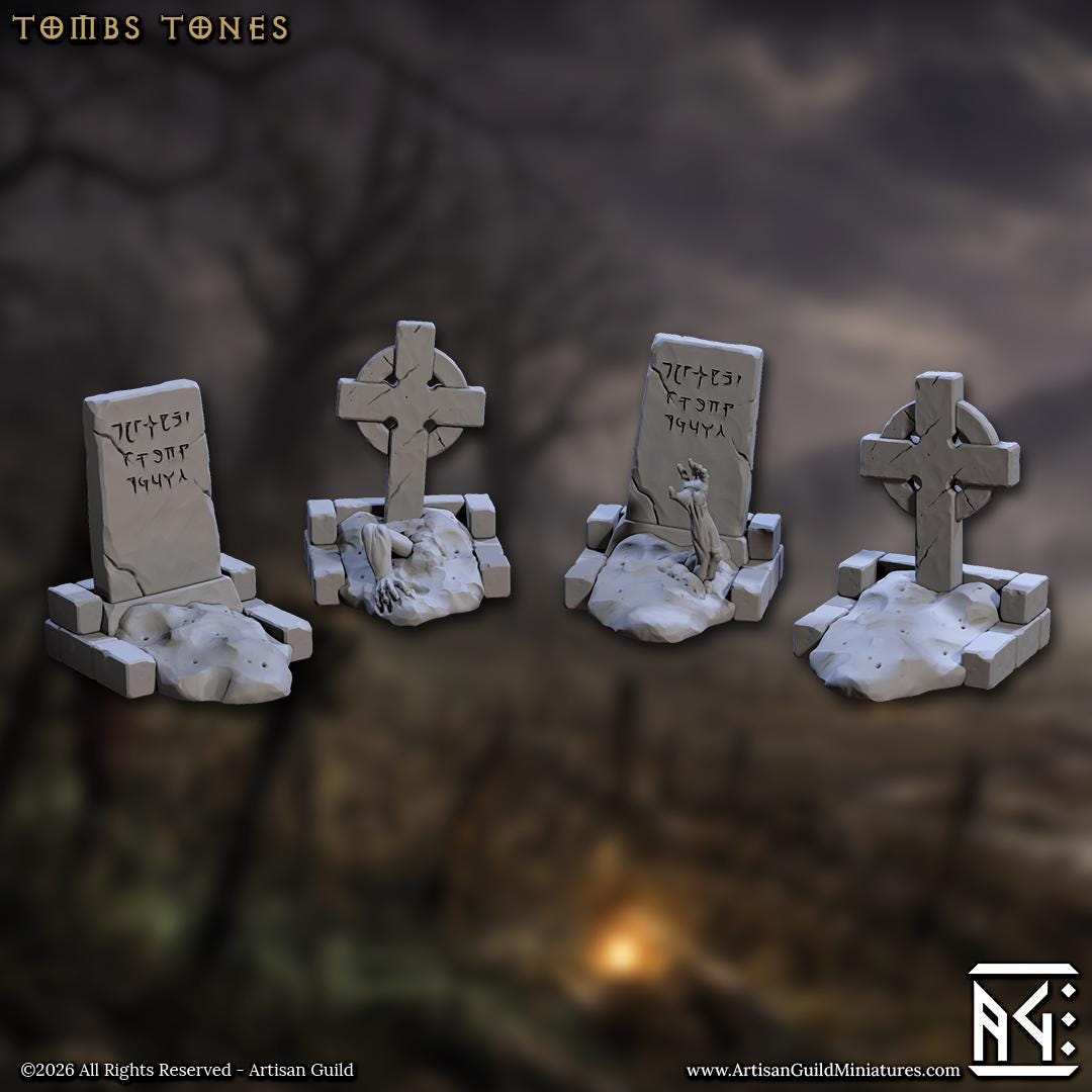 Tombstones - March of the Zombie Walkers - 32mm Scale - Unpainted Miniature