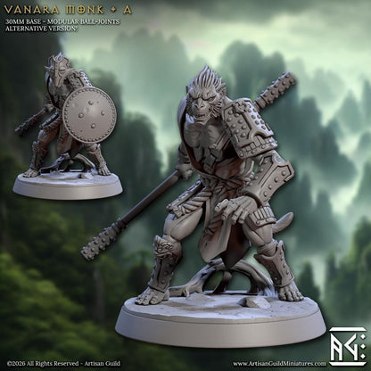 Monkeyfolk Warrior, Pose A - Vanara Monks - Unpainted Miniature