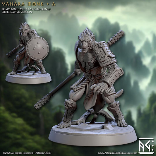 Monkeyfolk Warrior, Pose A - Vanara Monks - Unpainted Miniature