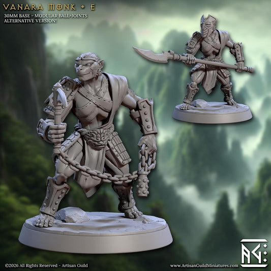 Monkeyfolk Warrior, Pose E - Vanara Monks - Unpainted Miniature