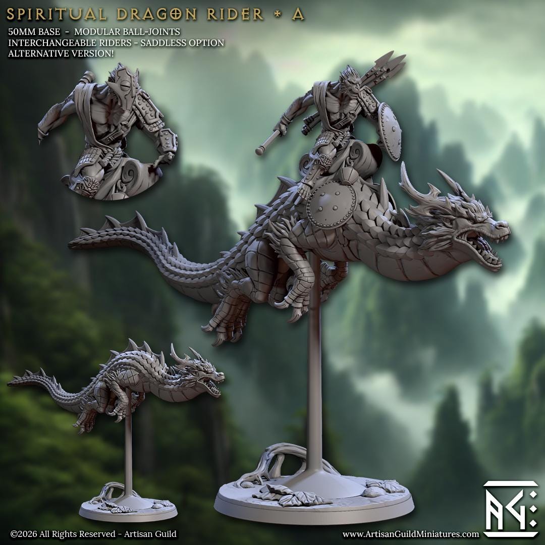 Dragon Rider, Pose A | Vanara Monks Set | Unpainted Miniature