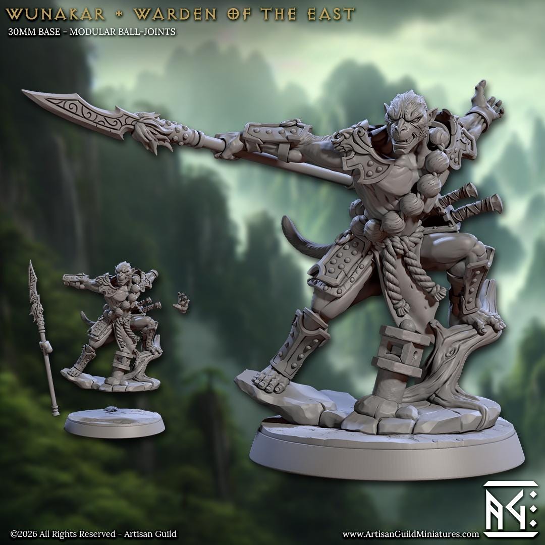 Wunakar, Warden of the East - Vanara Monks - Unpainted Miniature