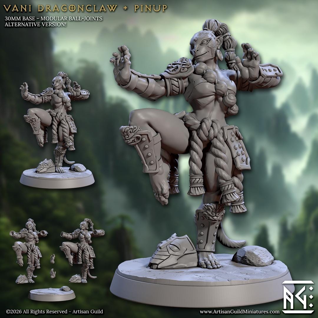 Vani Dragonclaw, Pinup - Vanara Monks - Unpainted Miniature