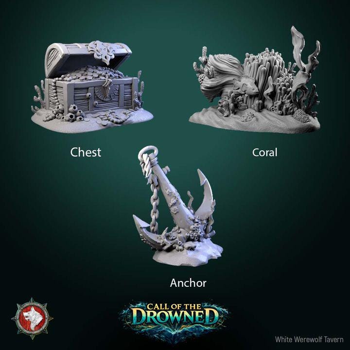 Underwater Terrain - 32mm Scale - Unpainted Miniature