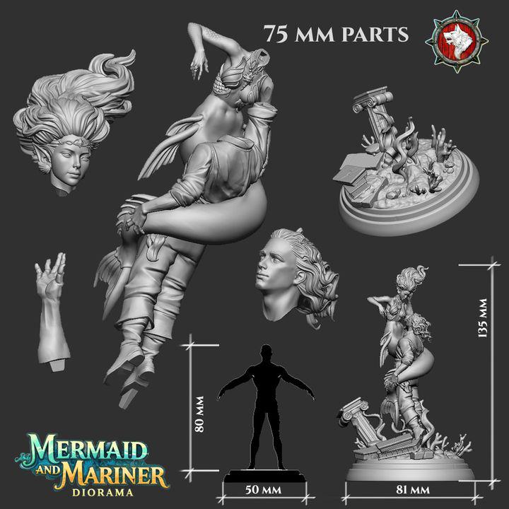 Mermaid & Mariner Diorama - Unpainted Miniature