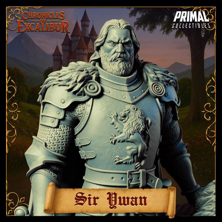 Knight with Lion, Sir Ywan- Chronicles of Excalibur - Unpainted Miniature