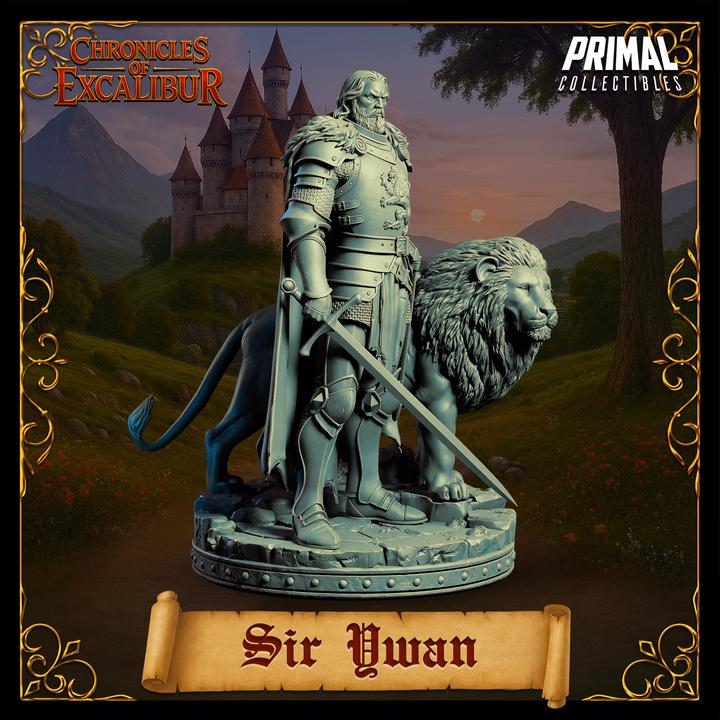 Knight with Lion, Sir Ywan- Chronicles of Excalibur - Unpainted Miniature