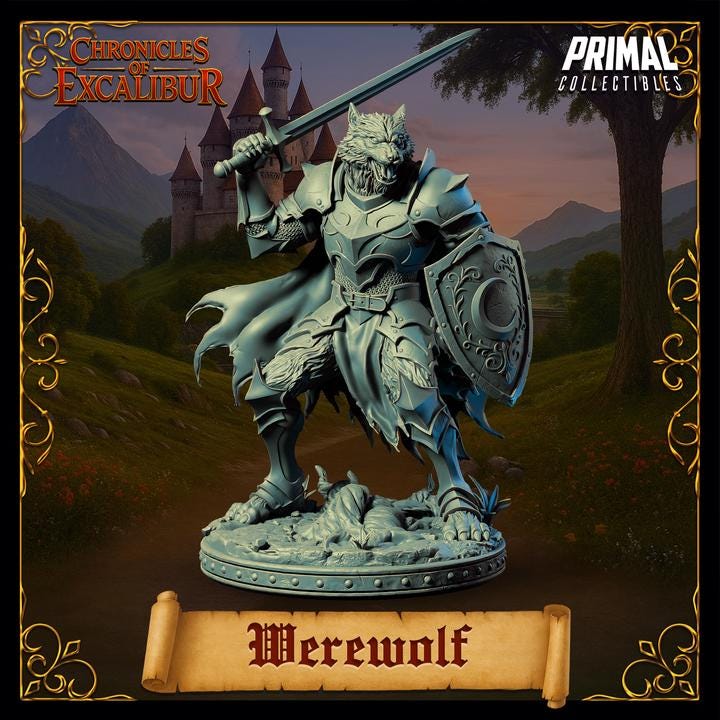 Werewolf Knight - Chronicles of Excalibur - Unpainted Miniature