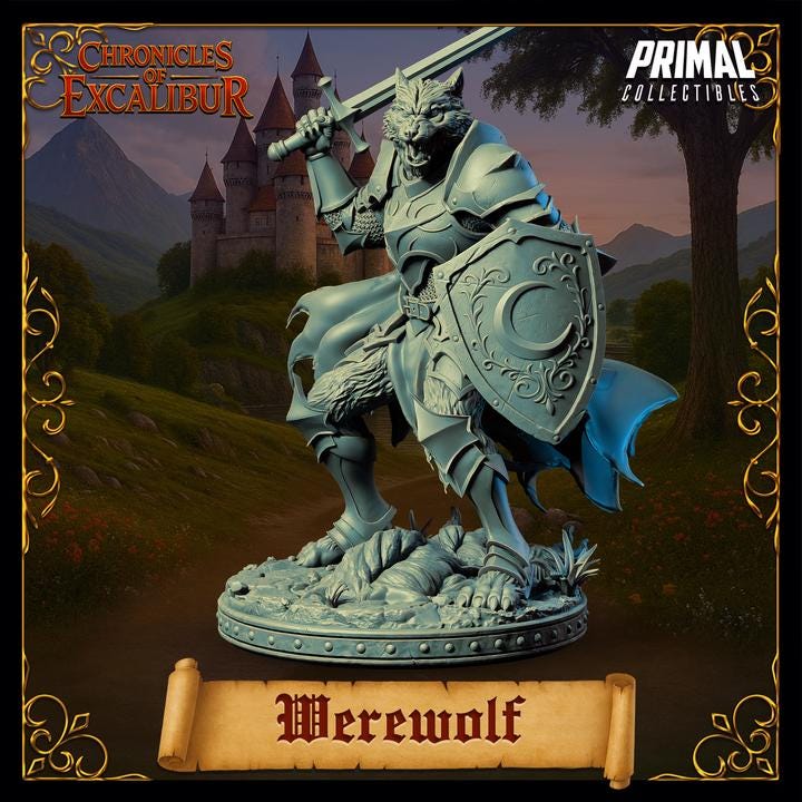 Werewolf Knight - Chronicles of Excalibur - Unpainted Miniature