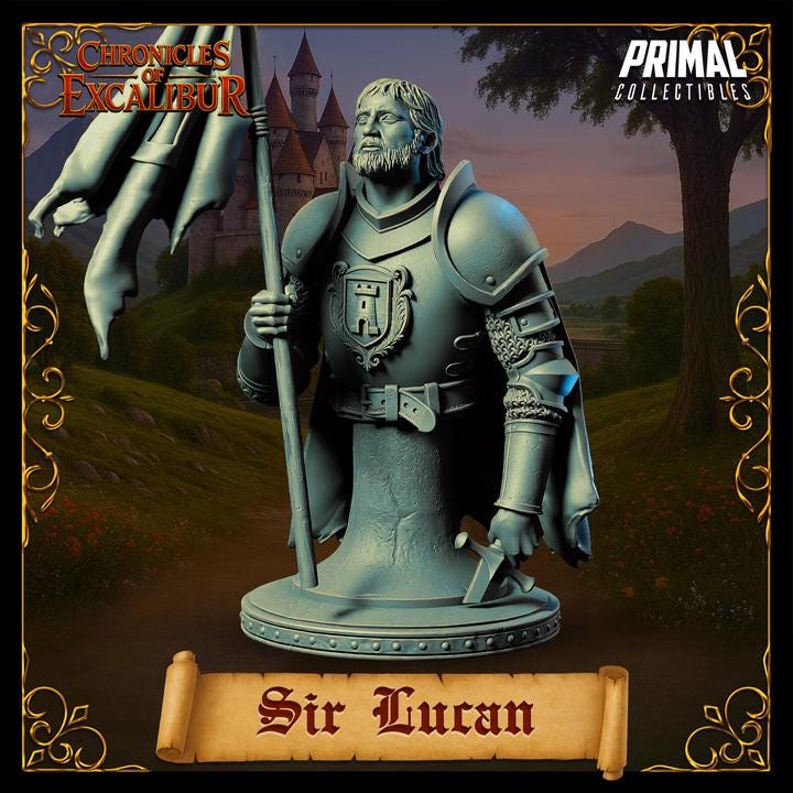 Knight with Banner, Sir Lucan - Unpainted Miniature Bust