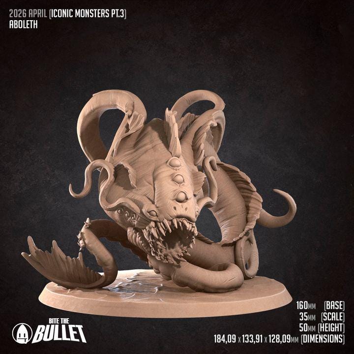 Aboleth - 32mm, 35mm Scale - Unpainted Miniature