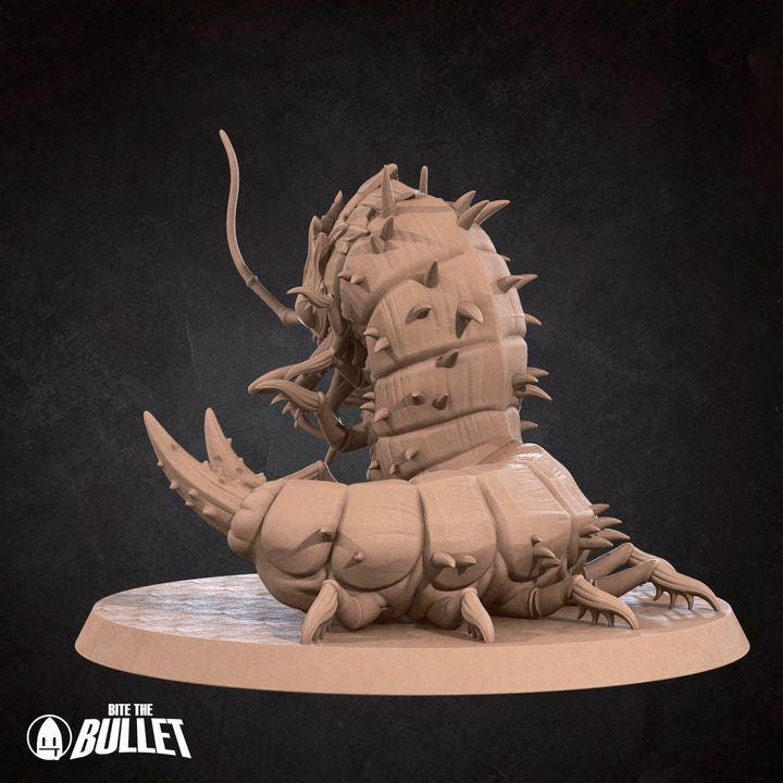 Carrion Crawler, Worm Monster - 32mm, 35mm Scale - Unpainted Miniature