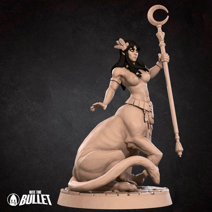Laia, Gilded Lamia, Pinup - 32mm, 35mm Scale - Unpainted Miniature