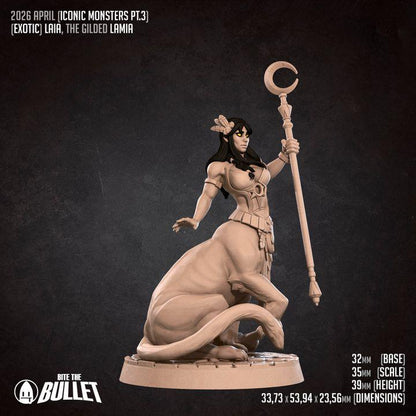 Laia, Gilded Lamia, Pinup - 32mm, 35mm Scale - Unpainted Miniature