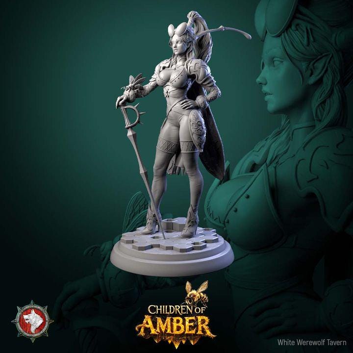 Swarm Commander, Female Bug Folk - Children of Amber - Unpainted Miniature