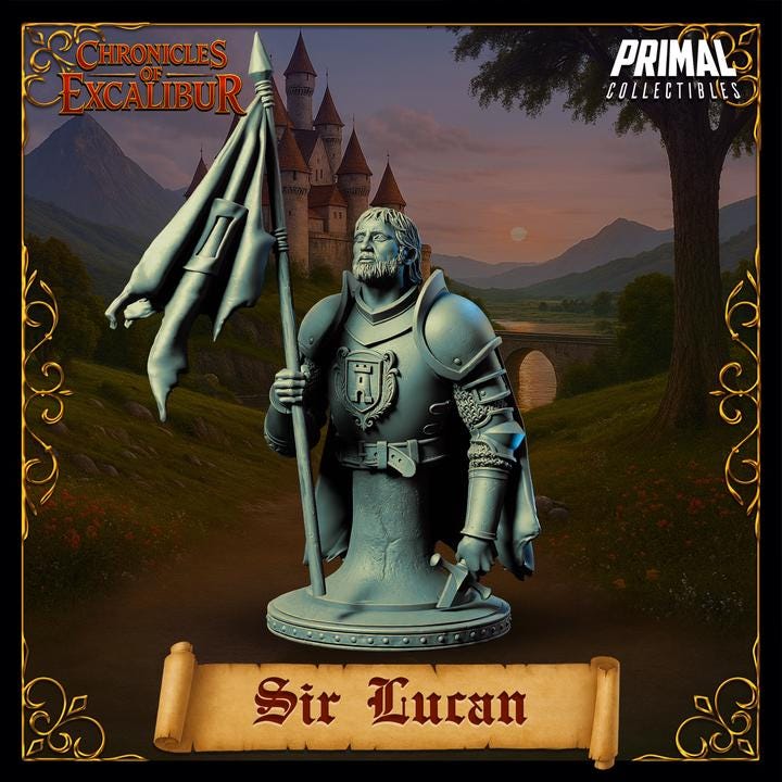 Knight with Banner, Sir Lucan - Unpainted Miniature Bust