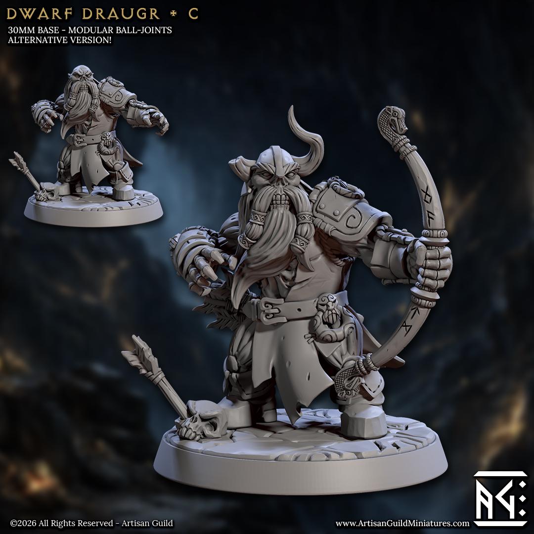 Undead Dwarf, Draugr Pose C - Curse of Goldvein - Unpainted Miniature