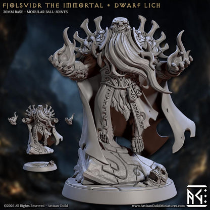 Dwarf Lich, Fjolsvidr the Immortal - Curse of Goldvein - Unpainted Miniature