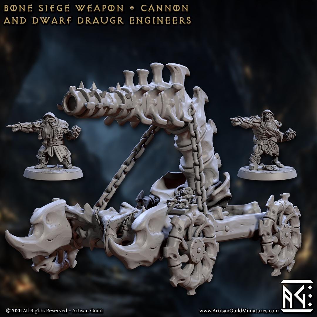 Undead Dwarven Siege Weapons, 3 Variants - Curse of Goldvein - Unpainted Miniature