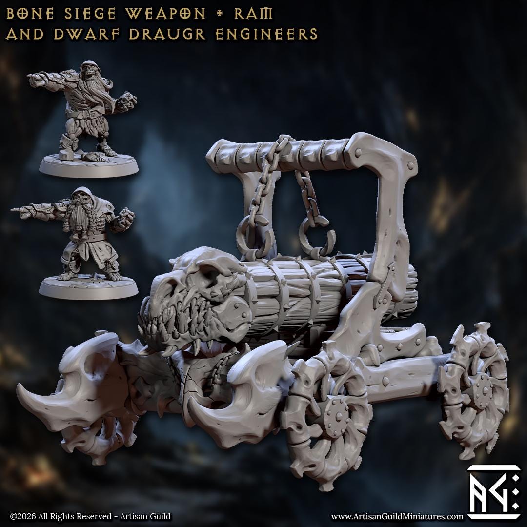Undead Dwarven Siege Weapons, 3 Variants - Curse of Goldvein - Unpainted Miniature