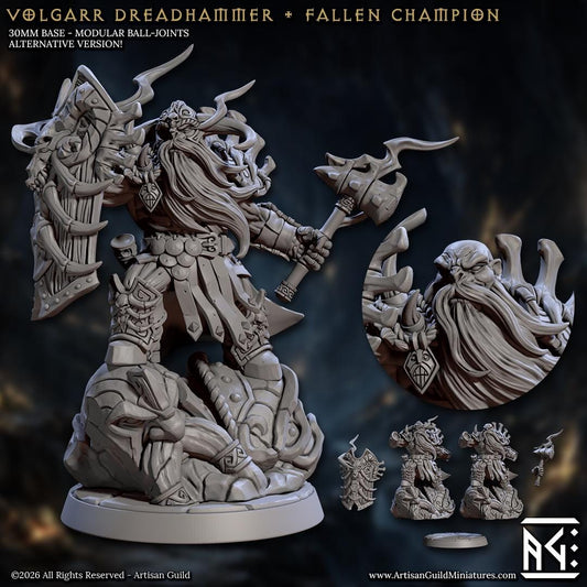 Volgarr Dreadhammer, Fallen Champion - Curse of Goldvein - Unpainted Miniature