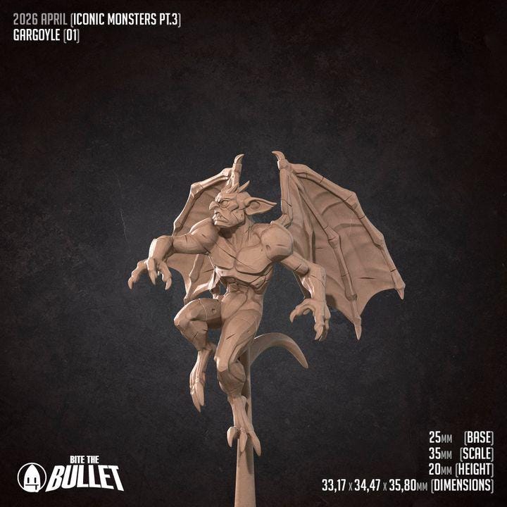 Gargoyles - 32mm, 35mm Scale - Unpainted Miniature