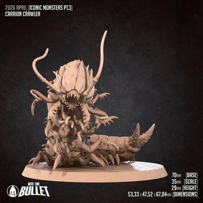 Carrion Crawler, Worm Monster - 32mm, 35mm Scale - Unpainted Miniature