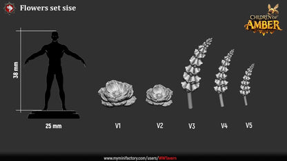 Flower Terrain - 32mm Scale - Unpainted Miniature