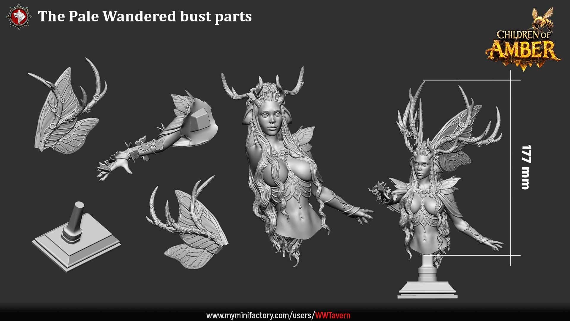 Pale Wanderer, Female Druid - Unpainted Miniature Bust