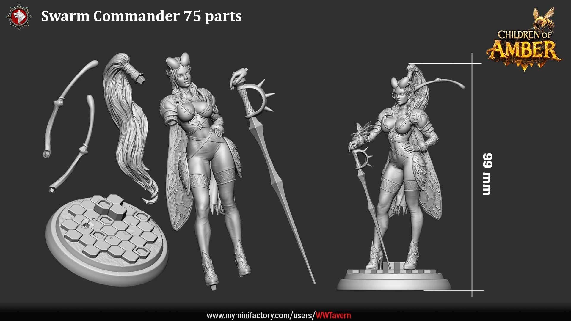 Swarm Commander, Female Bug Folk - Children of Amber - Unpainted Miniature