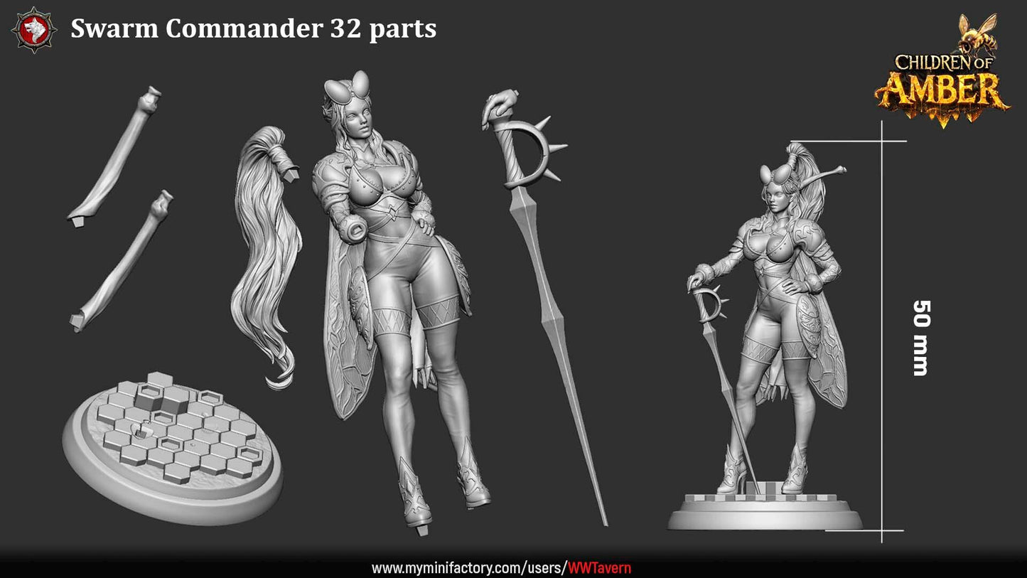 Swarm Commander, Female Bug Folk - Children of Amber - Unpainted Miniature