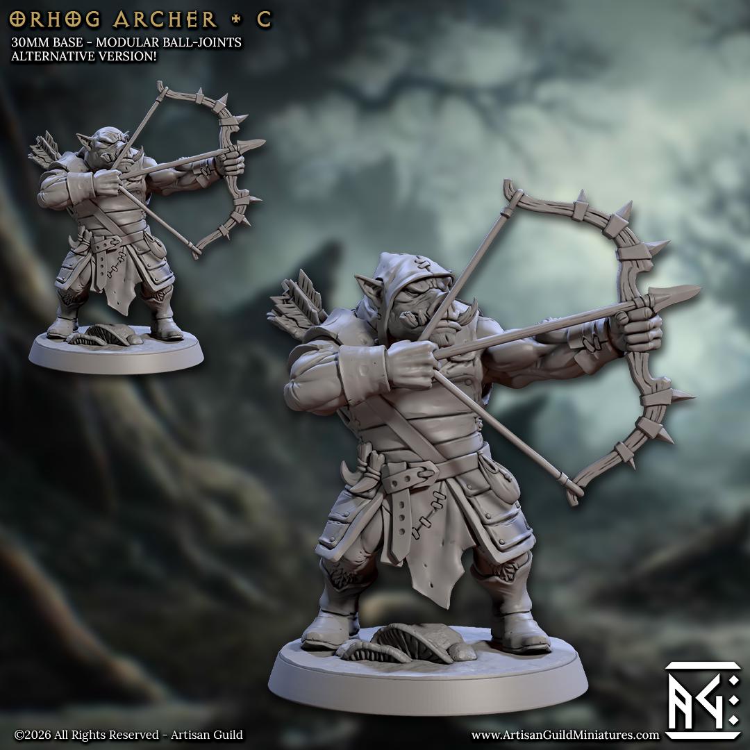 Orhog Archer, Pose C - Orc Pig Warband - Unpainted Miniature