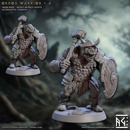 Orhog Warrior, Pose A - Orc Pig Warband - Unpainted Miniature
