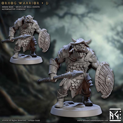 Orhog Warrior, Pose D - Orc Pig Warband - Unpainted Miniature