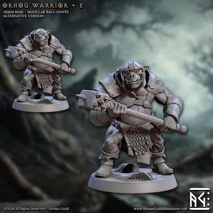 Orhog Warrior, Pose E - Orc Pig Warband - Unpainted Miniature