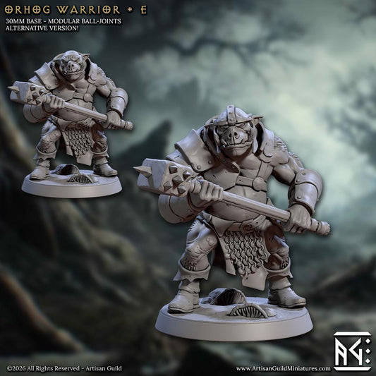 Orhog Warrior, Pose E - Orc Pig Warband - Unpainted Miniature