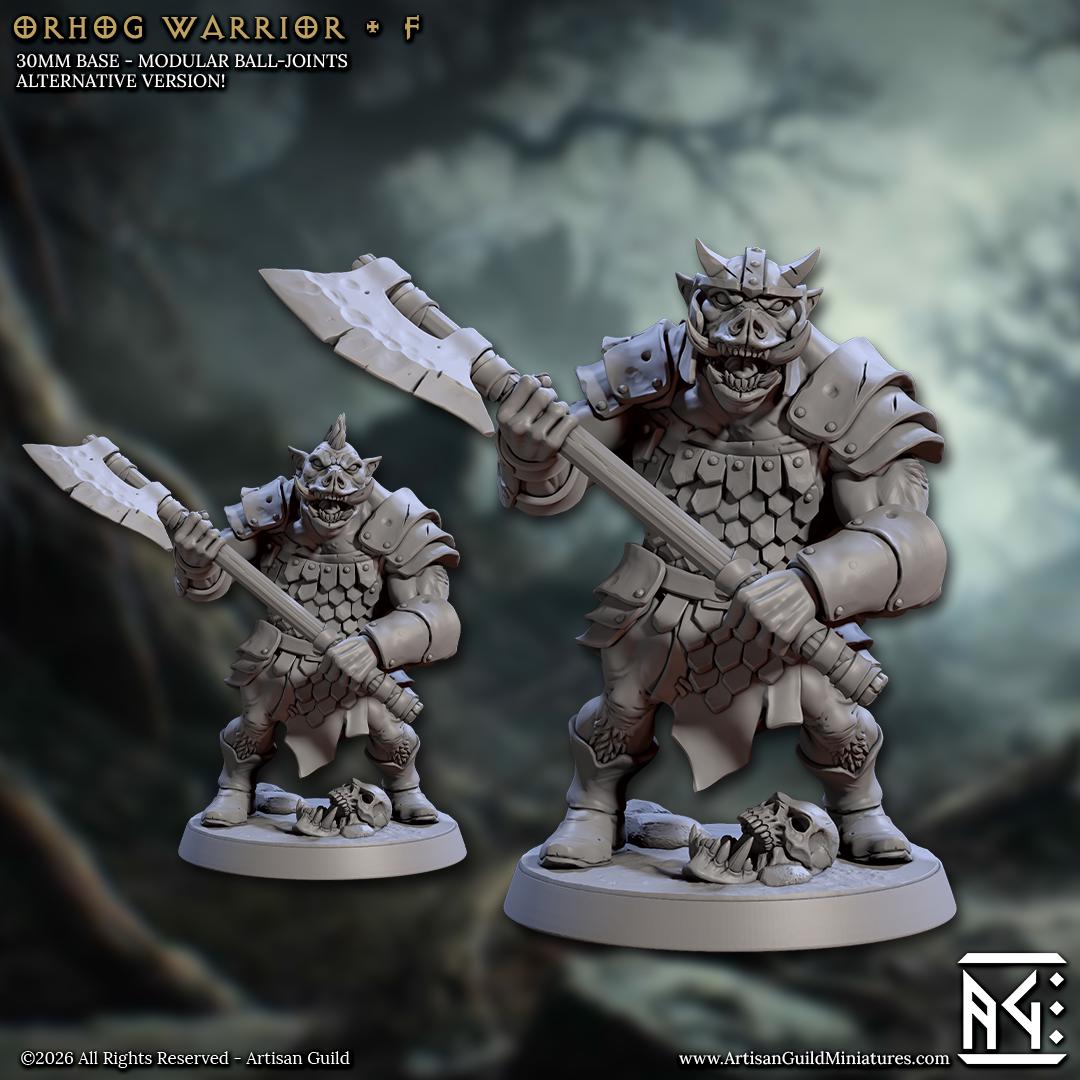 Orhog Warrior, Pose F - Orc Pig Warband - Unpainted Miniature