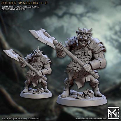 Orhog Warrior, Pose F - Orc Pig Warband - Unpainted Miniature