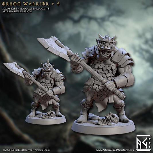 Orhog Warrior, Pose F - Orc Pig Warband - Unpainted Miniature