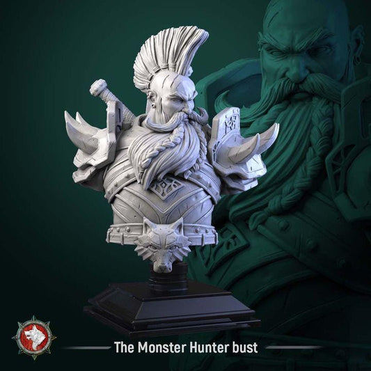 Dwarf Monster Hunter - Unpainted Miniature Bust